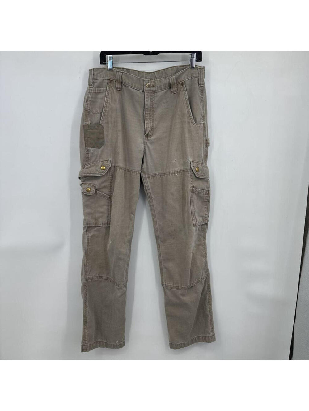 Men's Carhartt Distressed Relaxed Fit Cargo Khaki Jeans 34x32